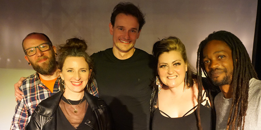Best Medicine. Image shows left to right: Ed Freshwater, Felicity Ward, Ally Barrow, Kiri Pritchard-McLean, Seyi Rhodes
