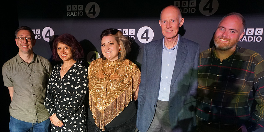 Best Medicine. Image shows left to right: Jamie Ward, Shaparak Khorsandi, Kiri Pritchard-McLean, Roger Kneebone, Paul Craddock