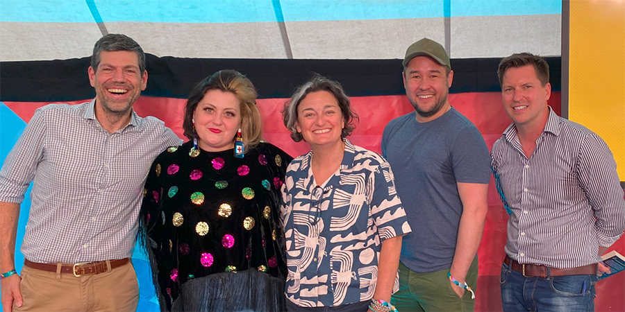 Best Medicine. Image shows left to right: Fotios Sampaziotis, Kiri Pritchard-McLean, Zoe Lyons, James Wong, Matt Morgan