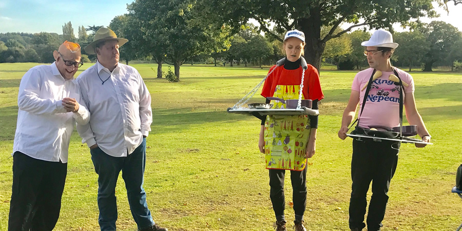 Big Field. Image shows from L to R: Marek Larwood, Tony Way, Ellie White, Darren Dutton. Copyright: BBC