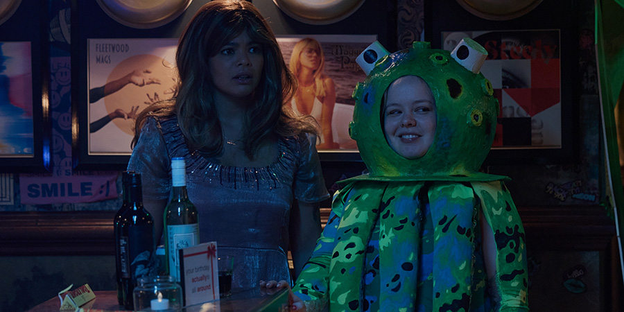 Big Mood. Image shows left to right: Eddie (Lydia West), Maggie (Nicola Coughlan)