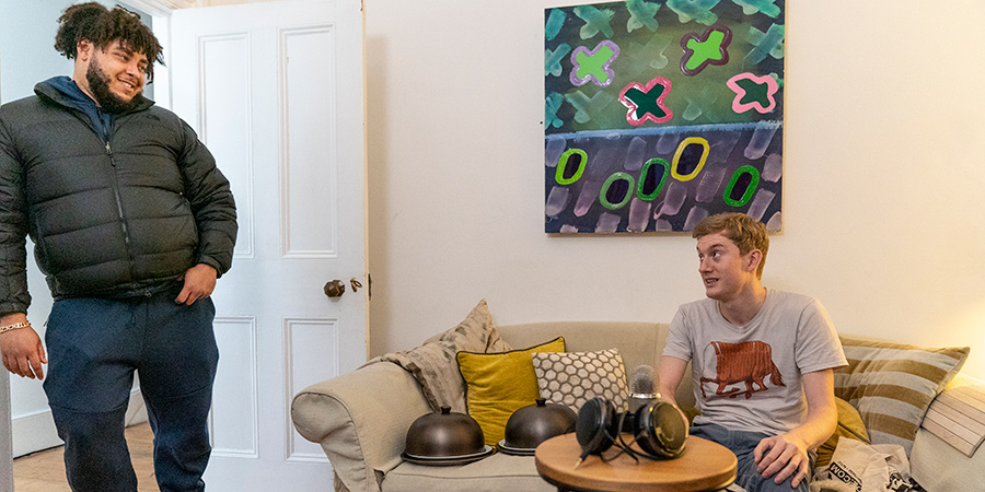 Big Zuu's Big Eats. Image shows from L to R: Big Zuu, James Acaster Big Zuu's Big Eats. Image shows from L to R: Big Zuu, James Acaster