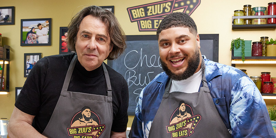 Big Zuu's Big Eats. Image shows left to right: Jonathan Ross, Big Zuu