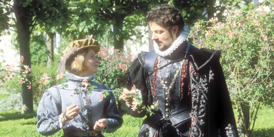 Blackadder. Image shows from L to R: Kate (Gabrielle Glaister), Lord Edmund Blackadder (Rowan Atkinson)