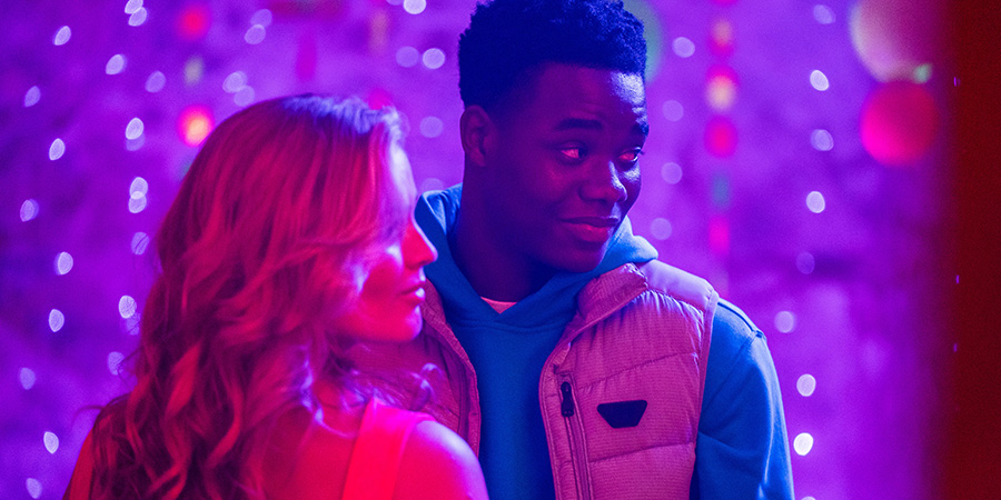 Boarders. Image shows left to right: Florence (Rosie Graham), Jaheim (Josh Tedeku)