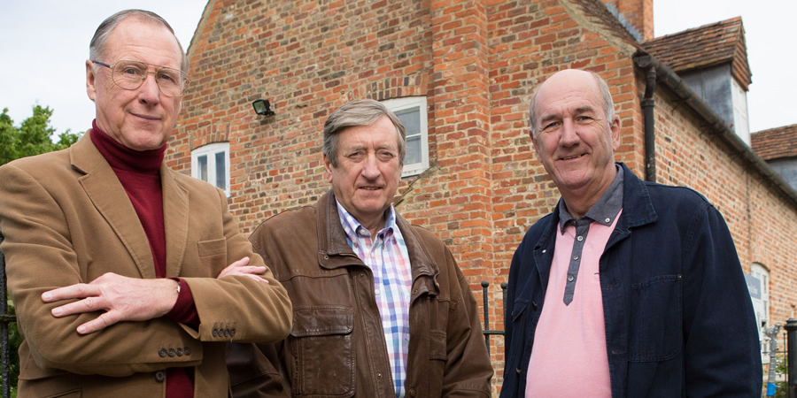 Boomers. Image shows from L to R: Trevor (James Smith), Alan (Philip Jackson), John (Russ Abbot). Copyright: Hat Trick Productions