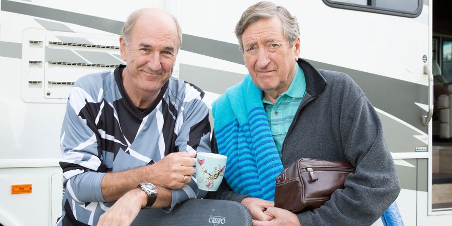 Boomers. Image shows from L to R: John (Russ Abbot), Alan (Philip Jackson). Copyright: Hat Trick Productions