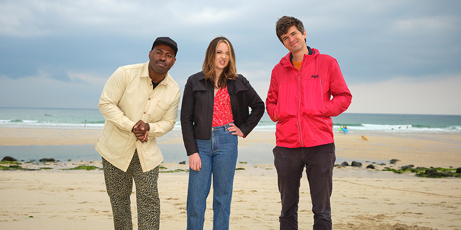 British As Folk. Image shows from L to R: Darren Harriott, Fern Brady, Ivo Graham. Copyright: STV Productions