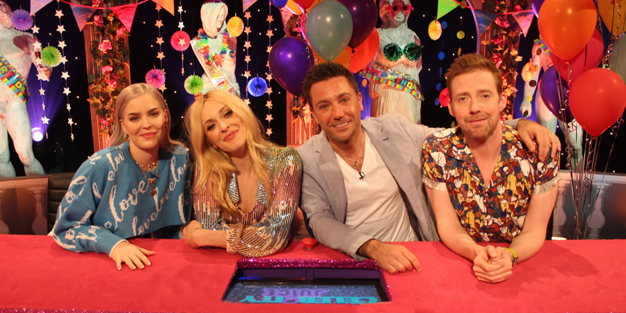 Celebrity Juice. Image shows from L to R: Anne-Marie Nicholson, Fearne Cotton, Gino D'Acampo, Ricky Wilson