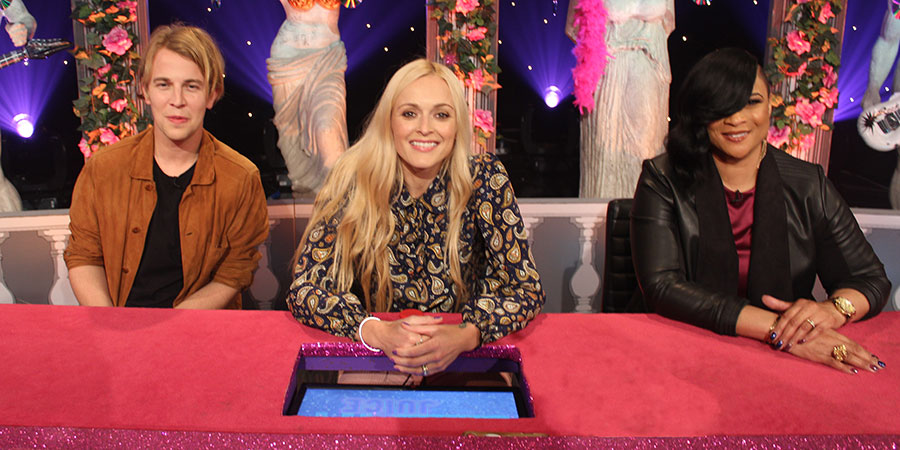 Celebrity Juice. Image shows from L to R: Tom Odell, Fearne Cotton, Louise Gabrielle Bobb. Copyright: Talkback