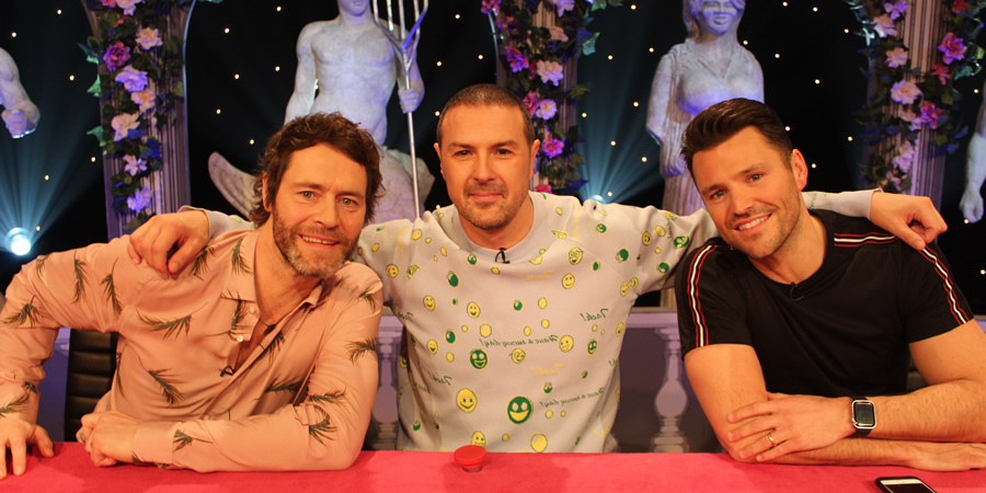 Celebrity Juice. Image shows from L to R: Howard Donald, Paddy McGuinness, Mark Wright