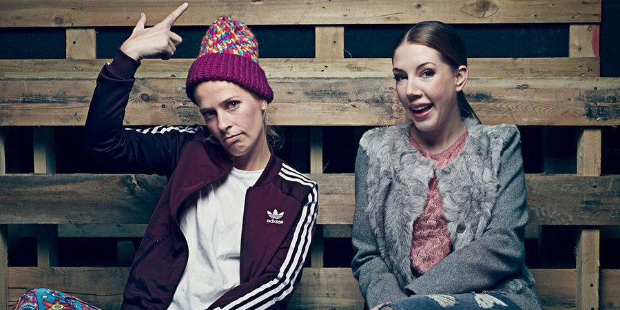 Chain Reaction. Image shows from L to R: Sara Pascoe, Katherine Ryan. Copyright: BBC