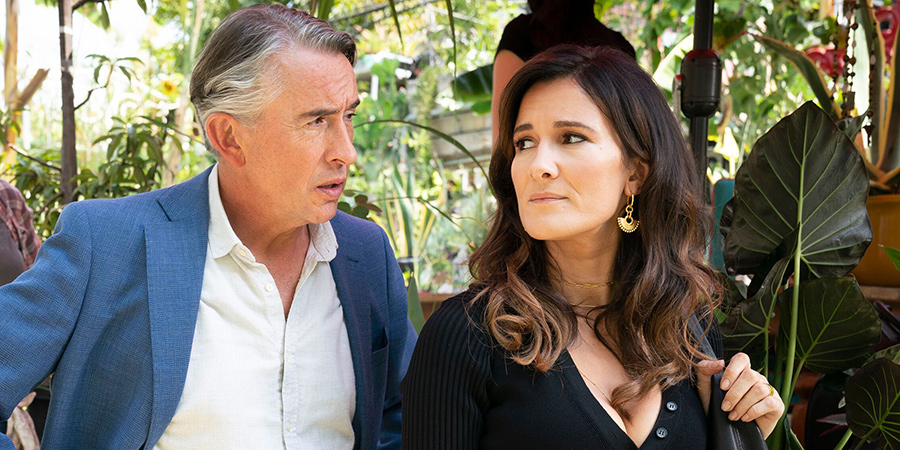 Chivalry. Image shows from L to R: Cameron (Steve Coogan), Bobby (Sarah Solemani)