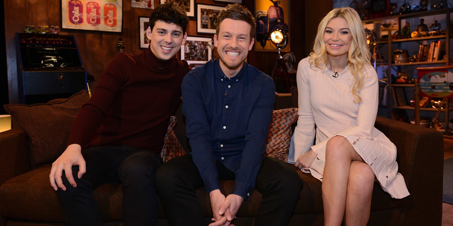 The Chris Ramsey Show. Image shows from L to R: Matt Richardson, Chris Ramsey, Georgia Toffolo. Copyright: Avalon Television