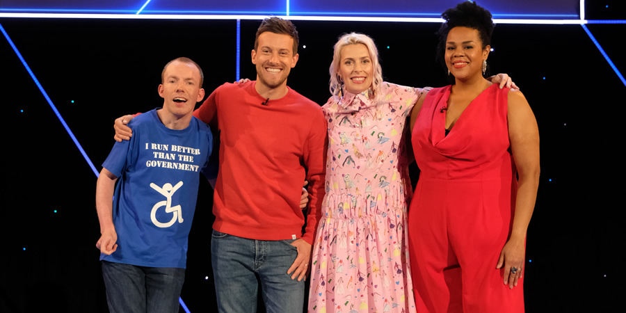 Comedians Giving Lectures. Image shows from L to R: Lee Ridley, Chris Ramsey, Sara Pascoe, Desiree Burch. Copyright: 12 Yard Productions