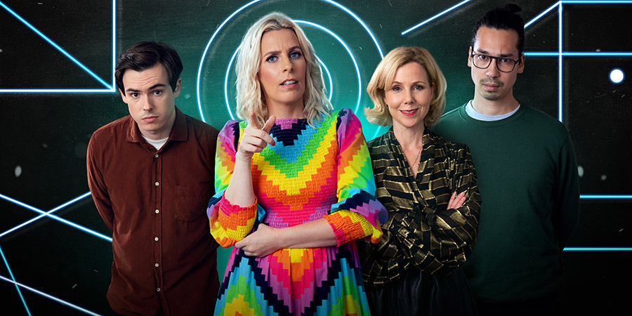 Comedians Giving Lectures. Image shows from L to R: Rhys James, Sara Pascoe, Sally Phillips, Huge Davies