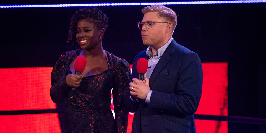 Comic Relief. Image shows from L to R: Maya Jama, Rob Beckett. Copyright: BBC