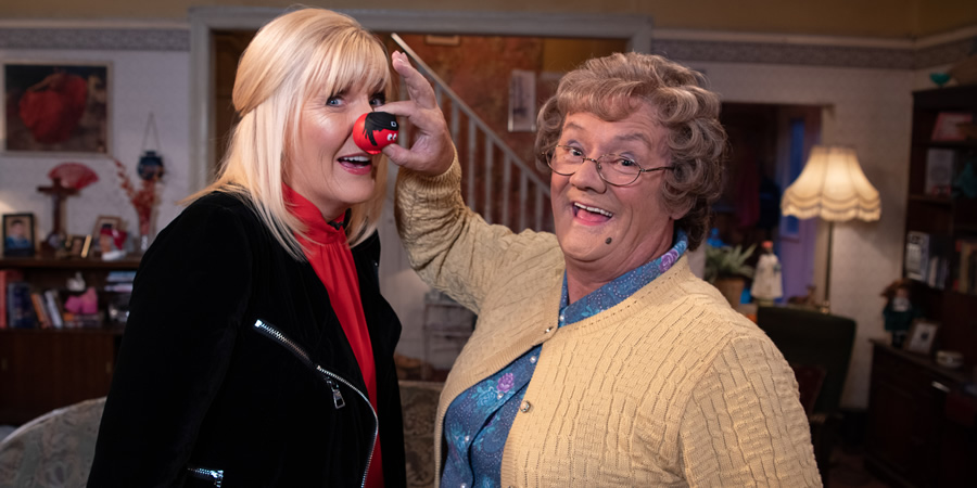 Comic Relief. Image shows from L to R: Cathy Brown (Jennifer Gibney), Agnes Brown (Brendan O'Carroll). Copyright: BBC