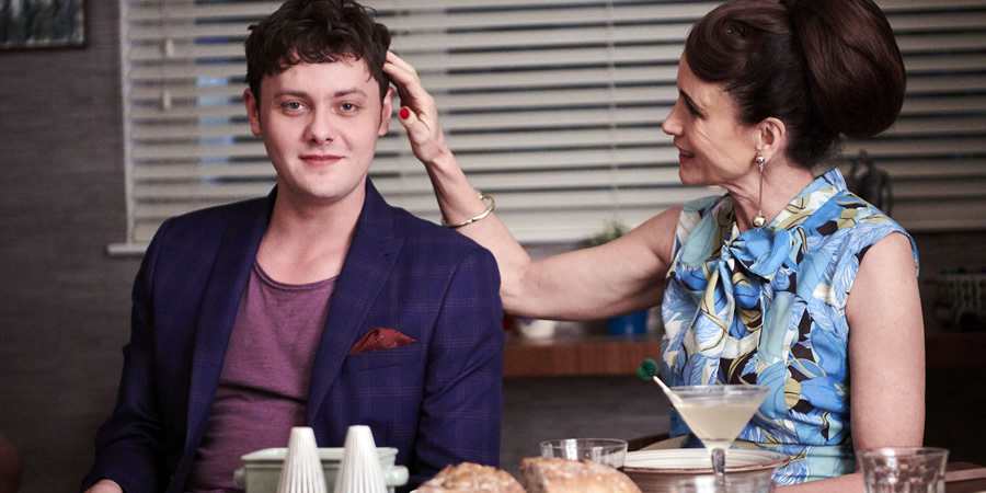 Cuckoo. Image shows from L to R: Dylan (Tyger Drew-Honey), Ivy (Andie MacDowell). Copyright: Roughcut Television