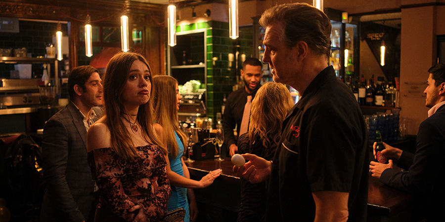 Daddy Issues. Image shows left to right: Gemma (Aimee Lou Wood), Malcolm (David Morrissey)