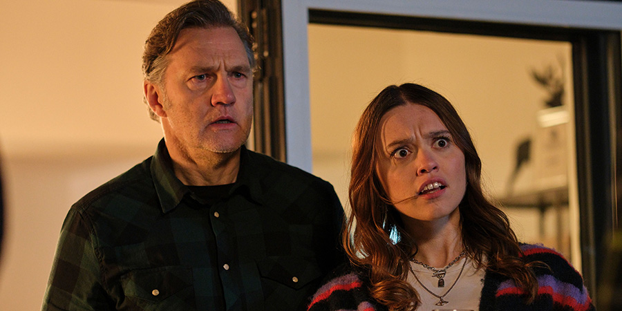 Daddy Issues. Image shows left to right: Malcolm (David Morrissey), Gemma (Aimee Lou Wood)