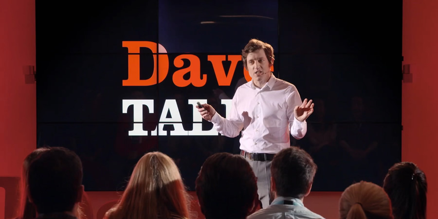 Dave TALKS. Tony Deveraux (Elis James). Copyright: UKTV