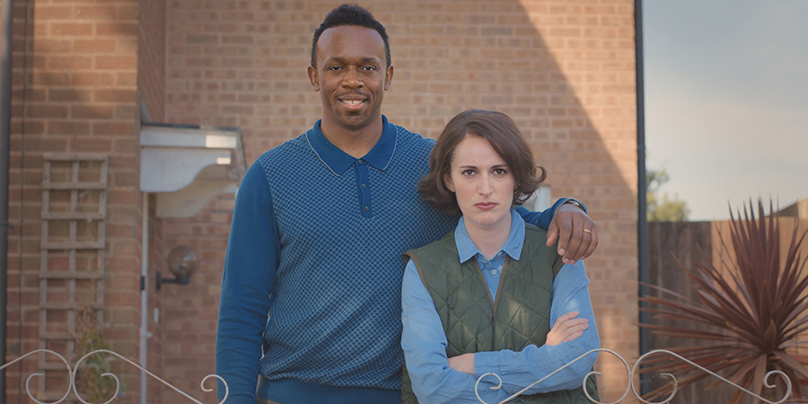 Deep Fake Neighbour Wars. Image shows left to right: Usain Bolt (Travis Jay), Phoebe Waller-Bridge (Katia Kvinge)