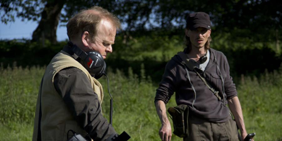 Detectorists. Image shows from L to R: Lance Stater (Toby Jones), Andy Stone (Mackenzie Crook)