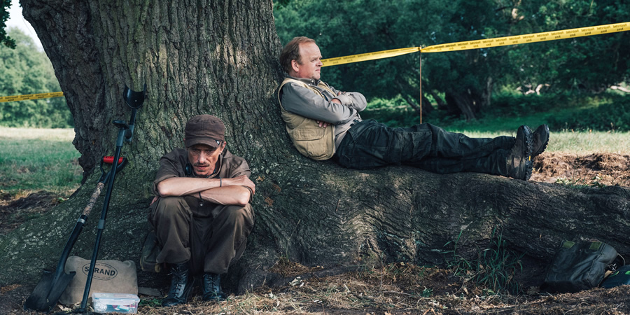 Detectorists. Image shows from L to R: Andy Stone (Mackenzie Crook), Lance Stater (Toby Jones)