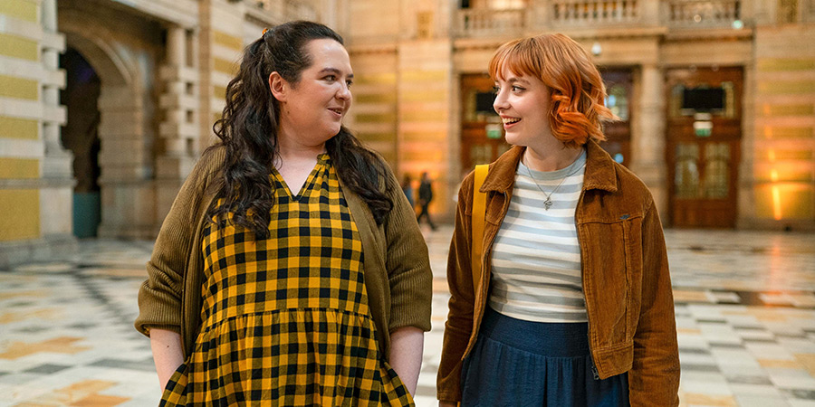Dinosaur. Image shows left to right: Nina (Ashley Storrie), Evie (Kat Ronney) Dinosaur. Image shows left to right: Nina (Ashley Storrie), Evie (Kat Ronney)