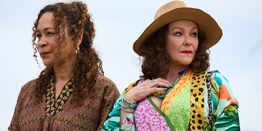 Dreamland. Image shows left to right: Diane (Martina Laird), Cheryl (Frances Barber)