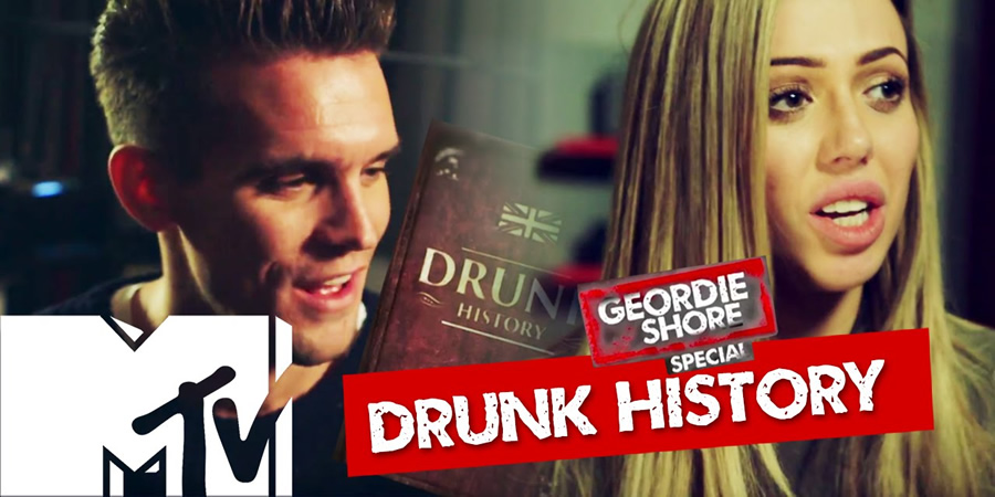Drunk History. Image shows from L to R: Gary Beadle, Holly Hagan. Copyright: Tiger Aspect Productions