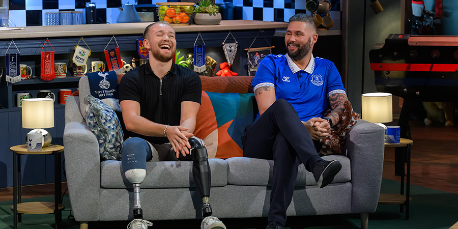 Fantasy Football League. Image shows left to right: Billy Monger, Tony Bellew