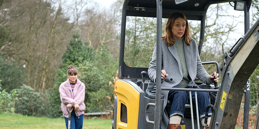 Finding Alice. Image shows from L to R: Charlotte (Isabella Pappas), Alice (Keeley Hawes)