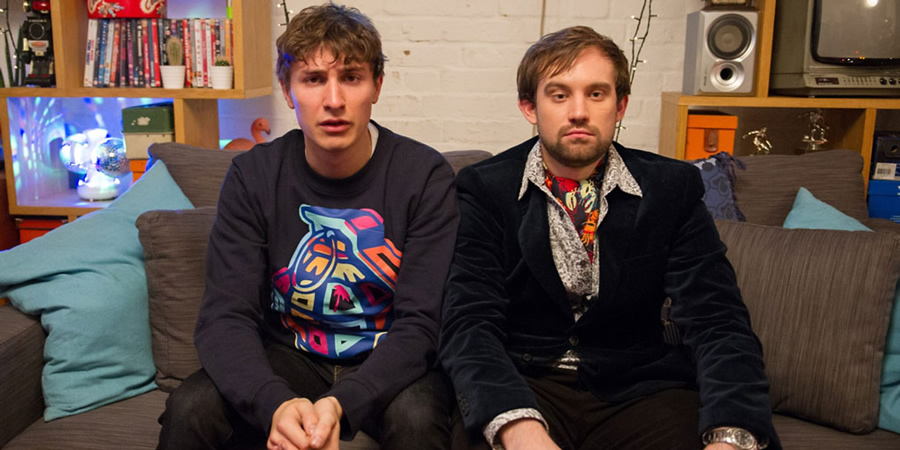 Flat TV. Image shows from L to R: Tom (Tom Rosenthal), Naz (Naz Osmanoglu). Copyright: BBC