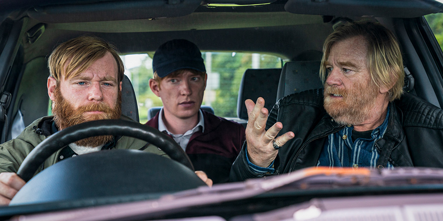 Frank Of Ireland. Image shows from L to R: Frank (Brian Gleeson), Doofus (Domhnall Gleeson), Liam (Brendan Gleeson)