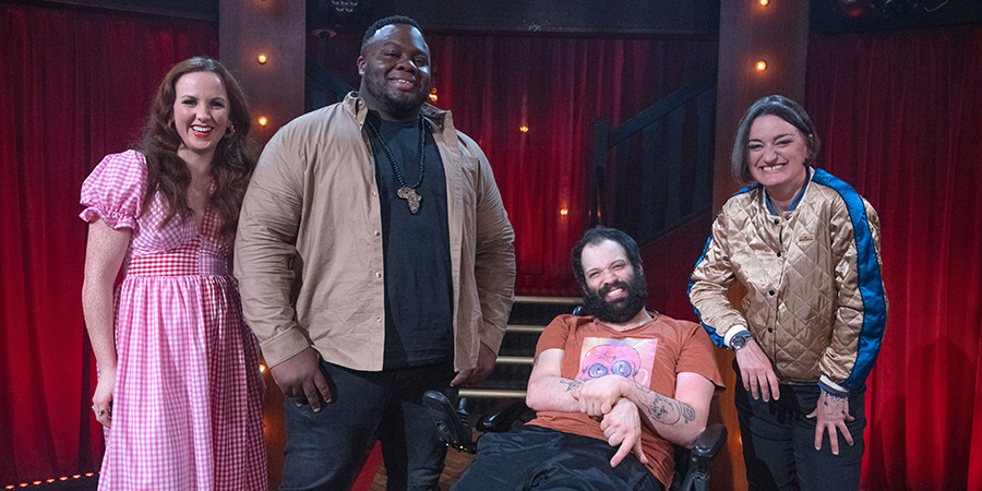 Funny Festival Live. Image shows from L to R: Catherine Bohart, Nabil Abdulrashid, Tim Renkow, Zoe Lyons. Copyright: Phil McIntyre Entertainment