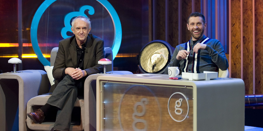 Genius With Dave Gorman. Image shows from L to R: Jonathan Pryce, Dave Gorman. Copyright: BBC