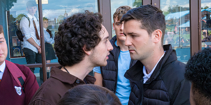 G'wed. Image shows left to right: Thomas (Campbell Wallace), Lewis (Paddy Rowan)