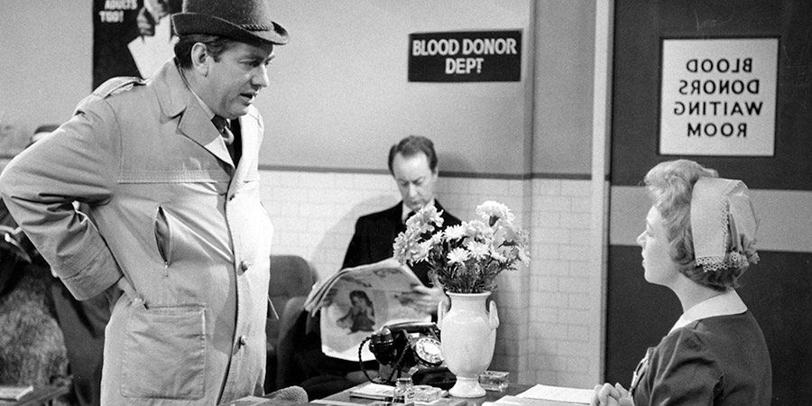 Hancock's Half Hour. Image shows from L to R: Anthony Aloysius St John Hancock (Tony Hancock), Donor (Frank Thornton), Nurse (June Whitfield). Copyright: BBC