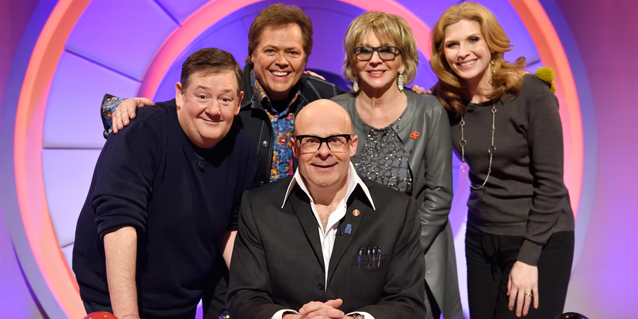 Harry Hill's Alien Fun Capsule. Image shows from L to R: Johnny Vegas, Jimmy Osmond, Harry Hill, Sue Johnston, Samantha Giles. Copyright: Nit TV