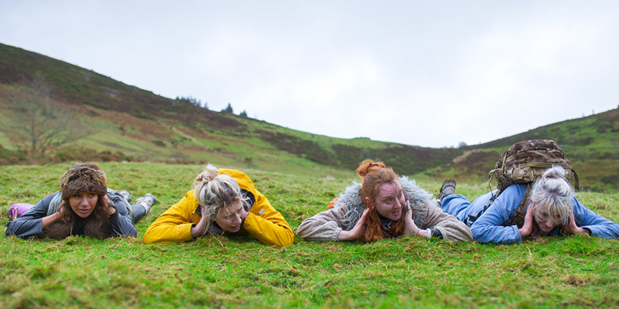 Henpocalypse!. Image shows left to right: Zara (Lucie Shorthouse), Shelly (Callie Cooke), Bernadette (Elizabeth Berrington), Veena (Lauren O'Rourke)