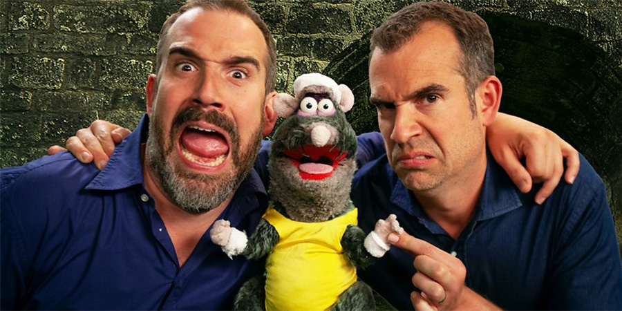 Horrible Histories. Image shows from L to R: Xand van Tulleken, Rattus Rattus (John Eccleston), Chris Van Tulleken