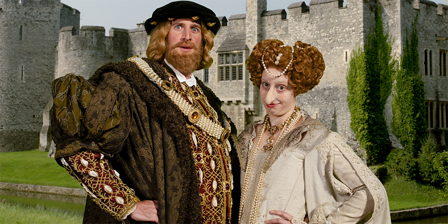 Horrible Histories. Image shows from L to R: Tom Stourton, Harrie Hayes