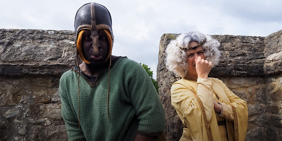 Horrible Histories. Image shows left to right: Inel Tomlinson, Rosie Jones