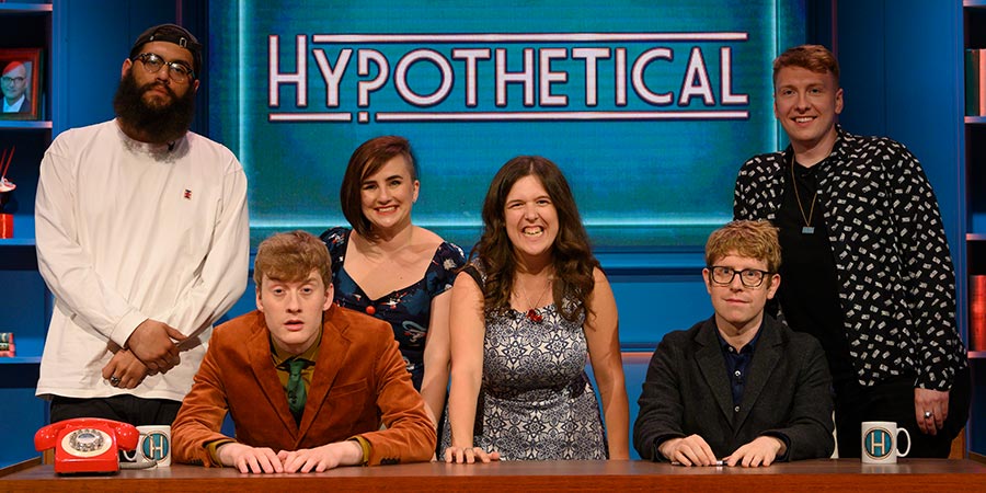 Hypothetical. Image shows from L to R: Jamali Maddix, James Acaster, Laura Lexx, Rosie Jones, Josh Widdicombe, Joe Lycett. Copyright: Hat Trick Productions