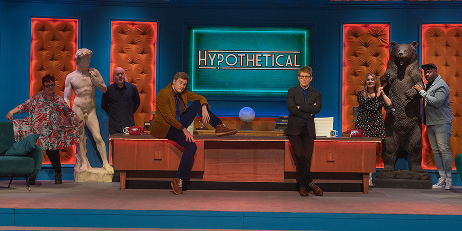 Hypothetical. Image shows from L to R: Jo Brand, Bill Bailey, James Acaster, Josh Widdicombe, Harriet Kemsley, Darren Harriott