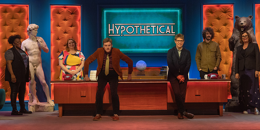 Hypothetical. Image shows from L to R: Judi Love, Amy Gledhill, James Acaster, Josh Widdicombe, Josh Pugh, Liza Tarbuck