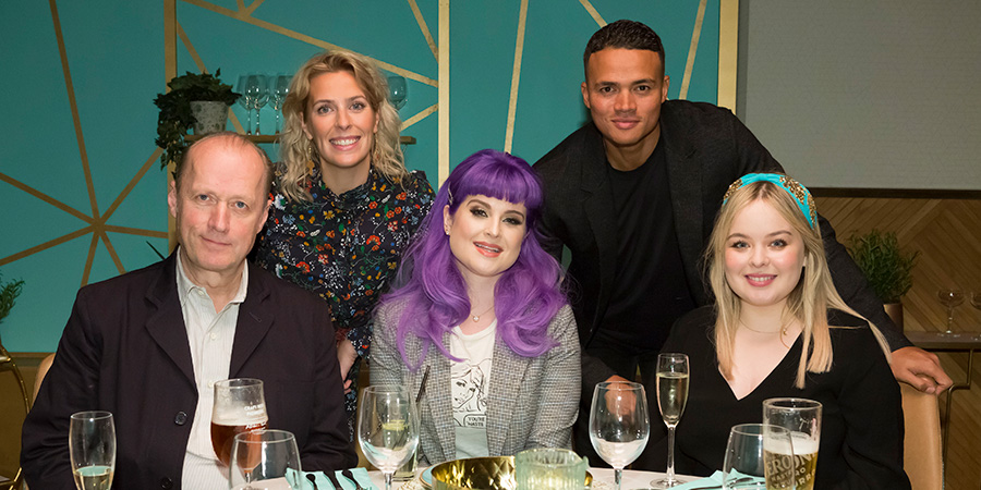 I'll Get This. Image shows from L to R: Adrian Edmondson, Sara Pascoe, Kelly Osbourne, Jermaine Jenas, Nicola Coughlan. Copyright: 12 Yard Productions I'll Get This. Image shows from L to R: Adrian Edmondson, Sara Pascoe, Kelly Osbourne, Jermaine Jenas, Nicola Coughlan. Copyright: 12 Yard Productions