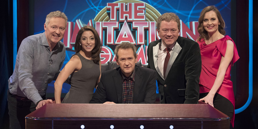 The Imitation Game. Image shows from L to R: Rory Bremner, Christina Bianco, Alexander Armstrong, Jon Culshaw, Debra Stephenson